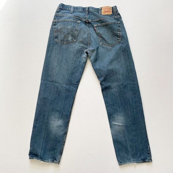 Mens Levis 559 38x33.5 Relaxed Straight Leg Blue Denim Jeans Distressed Vintage - Picture 11 of 12